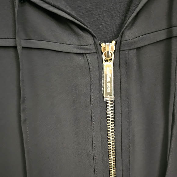 Michael Kors women's top layered blouse black gold short sleeve size 12 - Picture 2 of 7